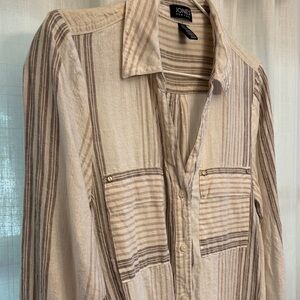 Jones New York Linen Blend Striped Tunic